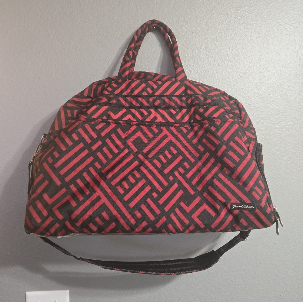 Jenni Chan Women's Red & Black Patterned Travel Bag 20 Inch